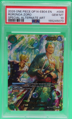 2026 One Piece OP14-EB04 EN Special Alternate Art #006 Roronoa Zoro PSA 10 - Image 1