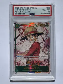 Monkey D. Luffy Red Alternate Art Parallel OP13-118 PSA 10 One Piece English - Image 1