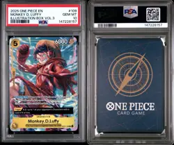 2025 ONE PIECE PROMOS #109 MONKEY D. LUFFY ILLUSTRATION BOX VOL.3 PSA 10 - Image 3