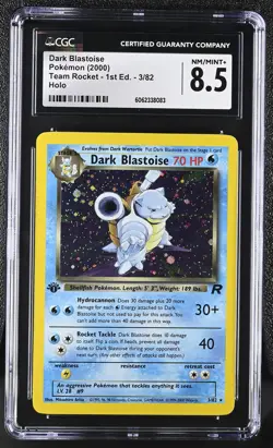 CGC 8.5 Dark Blastoise 2000 Team Rocket 1st Edition 3/82 Holo Pokemon Card - Image 1