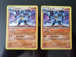 x2 Lucario 64/99 Holo Pokemon TCG Next Destinies and Blister Exclusive Card NM - Image 1