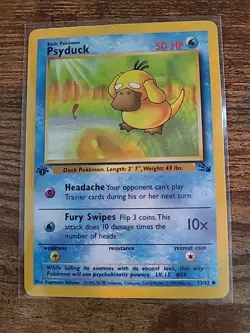 Psyduck 53/62 1st Edition - Fossil Set 1999 WOTC Pokemon Card - LP/NM - Image 1
