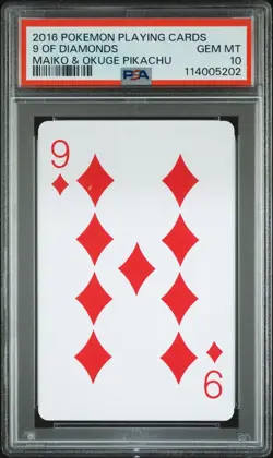 2016 POKEMON PLAYING CARDS MAIKO PIKACHU & OKUGE PIKACHU 9 OF DIAMONDS PSA 10 - Image 1
