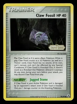 Pokemon Card - Claw Fossil Legend Maker 78/92 Reverse Holo Stamped - Image 1