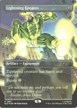 MTG Lightning Greaves (1987) (Rainbow Foil) Borderless Secret Lair Spider-Man NM - Image 1