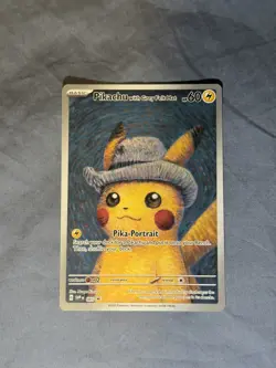 2023 Pokemon Van Gogh Museum Pikachu with Grey Felt Hat 085 Promo 3of3 - Image 1