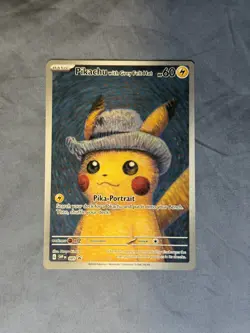 2023 Pokemon Van Gogh Museum Pikachu with Grey Felt Hat 085 Promo 2of3 - Image 1