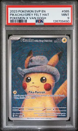 2023 POKEMON SVP POKEMON X VAN GOGH #085 PIKACHU WITH GREY FELT HAT PSA 9 - Image 1