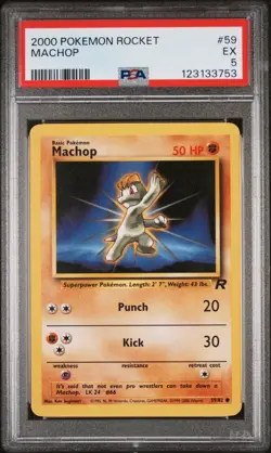 2000 POKEMON ROCKET #59 MACHOP PSA 5 - Image 1