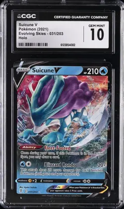 2021 POKEMON EVOLVING SKIES HOLO #031/203 SUICUNE V CGC 10 GEM MINT - Image 1