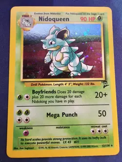 Pokemon TCG Nidoqueen Base Set 2 Holo Unlimited Holo Rare Card 12/130 w/Swirl - Image 1