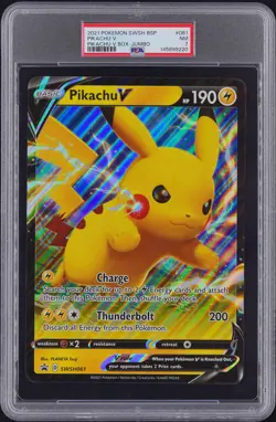 2021 POKEMON SWSH BLACK STAR PROMO PIKACHU V BOX-JUMBO #061 PIKACHU V PSA 7 - Image 1