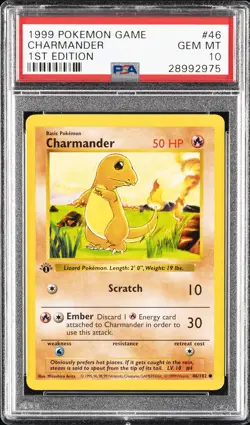 1999 POKEMON BASE SET 1ST EDITION #46 CHARMANDER PSA 10 - Image 1