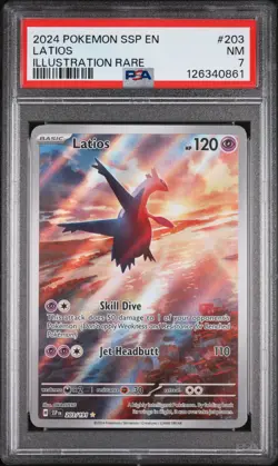 2024 POKEMON SSP EN-SURGING SPARKS ILLUSTRATION RARE #203 LATIOS PSA 7 - Image 1