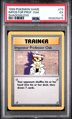 1999 POKEMON BASE SET SHADOWLESS #73 IMPOSTOR PROFESSOR OAK PSA 5 - Image 1