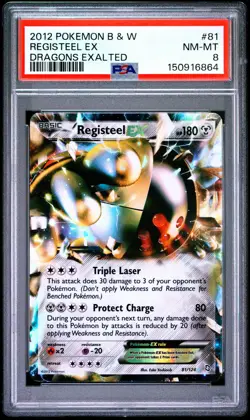 2012 POKEMON BLACK & WHITE DRAGONS EXALTED #81 REGISTEEL EX PSA 8 - Image 1