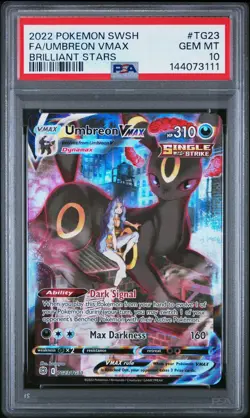 2022 POKEMON SWORD & SHIELD BRILLIANT STARS #TG23 FULL ART/UMBREON VMAX PSA 10 - Image 1
