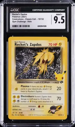 2021 POKEMON CELEBRATIONS CLASSIC COLLECTION #15 ROCKET'S ZAPDOS CGC 9.5 - Image 1