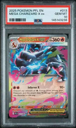 2025 POKEMON PFL EN-PHANTASMAL FLAMES #013 MEGA CHARIZARD X EX PSA 10 - Image 1