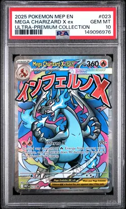 2025 POKEMON MEP EN-ME BLACK STAR PROMO #023 MEGA CHARIZARD X EX PSA 10 - Image 1