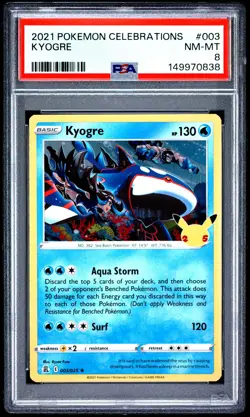 2021 POKEMON CELEBRATIONS #003 KYOGRE PSA 8 - Image 1