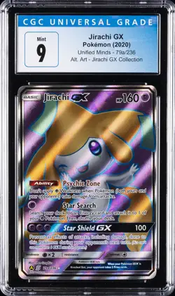 2020 POKEMON UNIFIED MINDS JIRACHI GX COLLECTION ALT. ART #79A JIRACHI GX CGC 9 - Image 1