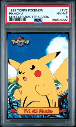1999 TOPPS POKEMON SERIES 1 CHARACTER CARDS #TV2 PIKACHU PSA 8 - Image 1