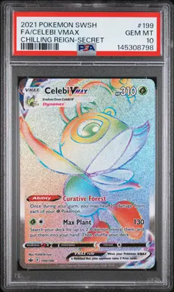 2021 POKEMON SWORD & SHIELD CHILLING REIGN SECRET FULL ART/CELEBI VMAX PSA 10 - Image 1
