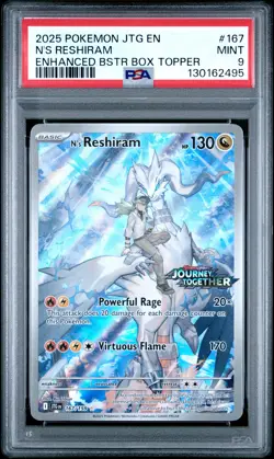 2025 POKEMON JTG EN-JOURNEY TOGETHER #167 N'S RESHIRAM PSA 9 - Image 1