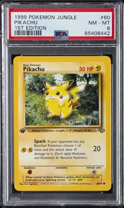 1999 POKEMON JUNGLE 1ST EDITION #60 PIKACHU PSA 8 - Image 1
