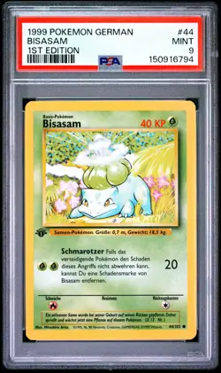 1999 POKEMON GERMAN BASE SET 1ST EDITION #44 BISASAM PSA 9 - Image 1