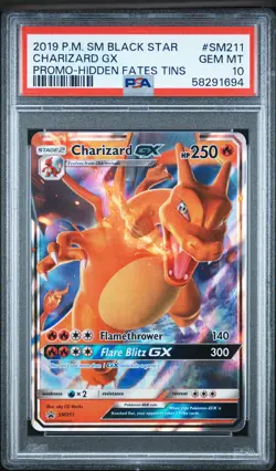 2019 POKEMON SM BLACK STAR PROMO HIDDEN FATES TINS #SM211 CHARIZARD GX PSA 10 - Image 1