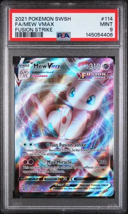 2021 POKEMON SWORD & SHIELD FUSION STRIKE #114 FULL ART/MEW VMAX PSA 9 - Image 1