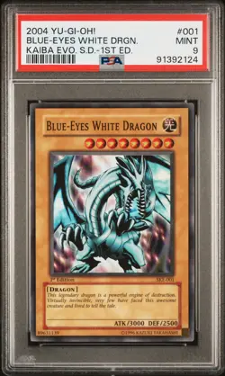 2004 YU-GI-OH! KAIBA EVOLUTION STARTER DECK #001 BLUE-EYES WHITE DRAGON PSA 9 - Image 1