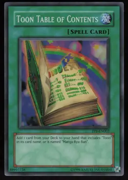 Toon Table of Contents TP6-EN002 Tournament Pack 6 Super Rare YU-GI-OH - Image 1