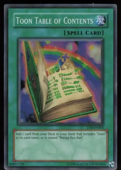 Toon Table of Contents TP6-EN002 Tournament Pack 6 Super Rare YU-GI-OH - Image 1