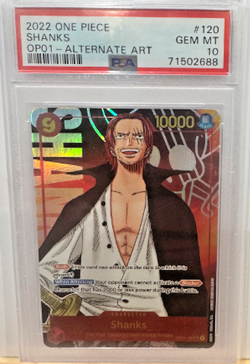 2022 ONE PIECE SHANKS ALTERNATE ART OP01-ROMANCE DAWN #120 PSA 10 - Image 1