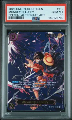 2025 ONE PIECE OP13-119 SP SPECIAL ALTERNATE ART MONKEY D. LUFFY 119 PSA 10 - Image 3
