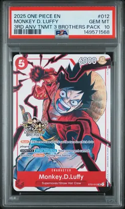 2025 ONE PIECE 3RD ANNIV TOURNAMENT 3 BROTHERS PACK #012 MONKEY D. LUFFY PSA 10 - Image 1
