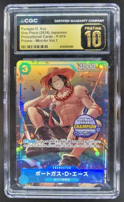 2024 ONE PIECE JP PORTGAS D. ACE PROMO P-074 MINI-TIN CGC 10 PRISTINE I PT - Image 1