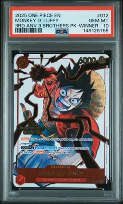 2025 One Piece 3rd Anniversary 3 Brothers Winner Monkey D Luffy #ST01-012 PSA 10 - Image 1
