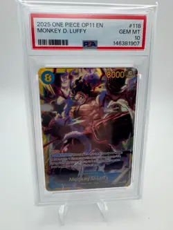 MONKEY D. LUFFY 2025 One Piece A Fist Of Divine Speed PSA 10 #OP11-118 AWESOME! - Image 1