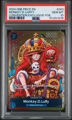One Piece Monkey D. Luffy Convention King Foil Promo P-043 English PSA 10 - Image 1