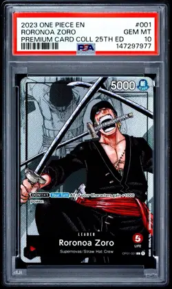 2023 ONE PIECE PREMIUM BANDAI COLLECTION 25TH EDITION #001 RORONOA ZORO PSA 10 - Image 1