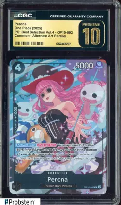 2025 One Piece PC Best Selection Vol.4 OP10-092 Perona Alt Art CGC 10 PRISTINE - Image 1