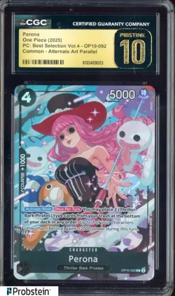 2025 One Piece PC Best Selection Vol.4 OP10-092 Perona Alt Art CGC 10 PRISTINE - Image 1