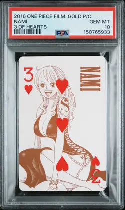 2016 ONE PIECE FILM: GOLD PLAYING CARDS 3 OF HEARTS NAMI PSA 10 - Image 1