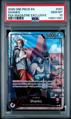 2025 ONE PIECE PROMOS PSA MAGAZINE EXCLUSIVE #001 SHANKS PSA 10 - Image 1