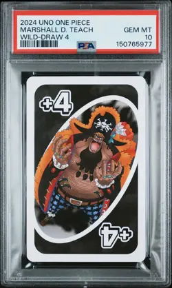 2024 UNO ONE PIECE WILD-DRAW 4 MARSHALL D. TEACH PSA 10 - Image 1