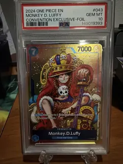 2024 One Piece EN P-043 Monkey D Luffy Convention Exclusive Foil PSA 10 - Image 1